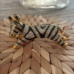 Gold and Black Zebra Brooch